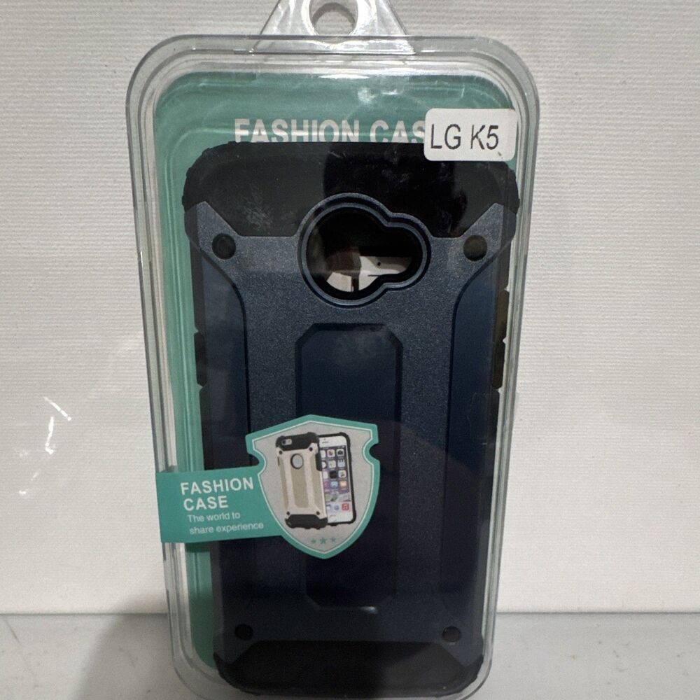 LG K5 Slim Protective Phone Case Hard Cover Metallic Finish Blue/Black